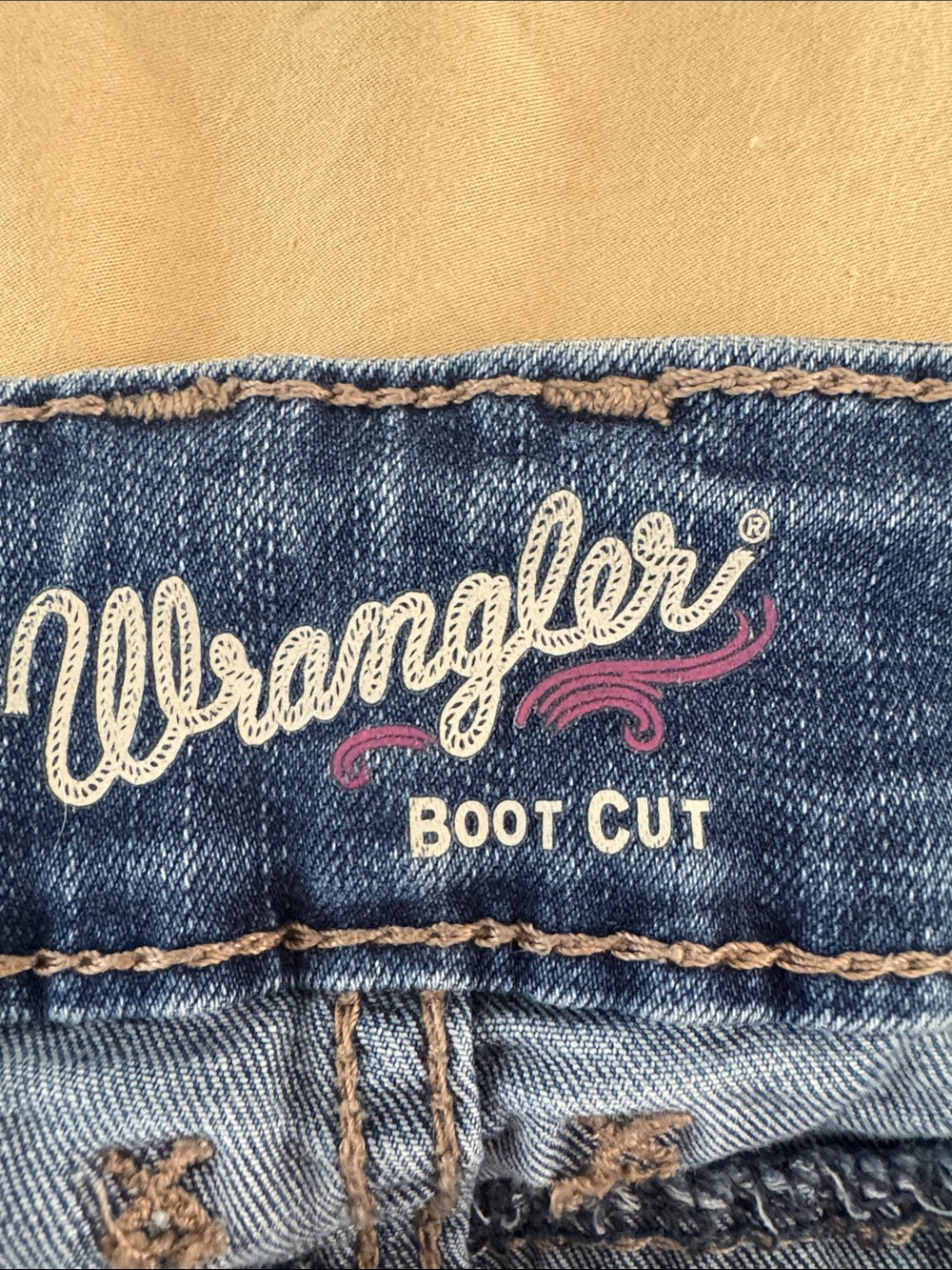 Wrangler Blue Patchwork Flare Jeans - Picture 3 of 5